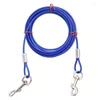 Hondenkragen 3/5/10m metalen huisdier-riemen voor twee honden Anti-Bite Tie Out Cable Outdoor Lead Belt Dubbele kop aan de leiband Large