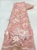 Tissu de dentelle de tissu africain 5 mètres nigérians français 3D Flower Lace Fabric Sequins pour les vêtements de robe de fête de mariage 240326