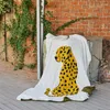 Cobertores meio fofos de leopardo de leopardo cargo de xale de cochilo sofá de decoração de viagem de viagem a ar condicionado colcha de toalha quente