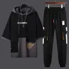 Men's Tracksuits Male T Shirt Graphic Tracksuit Black Clothes For Men Sportswear Top Alphabet Sports Suits Casual Pants Sets Cool In