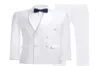 Blanc Men Suit pour mariage Custom Double Breasted Handsome Mens Suits de marié Tuxedos Slim Fit Blazer Blazer Prom 2 pièces Jacket9411065