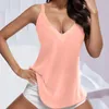 Женские танки Ladies Summer Light Commory Trube Vent Top Top Sexy V Nece без рукавов с твердым цветом повседневное дом