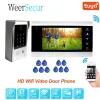 Türklingel kostenlos Versand verkabelt 7 "Aufzeichnung Bildschirm 960p WiFi Video Doorbell Intercom Door Telefon RFID -Code Tastatur Kamera Tuya App Remote Unlock