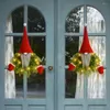 Decorative Flowers Christmas Santa Claus Garland With Light Wreath Festival Theme For Front Door Window Porch