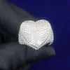 2024 Fashion Fine Jewelry Iced Out Hip Hop Rings Bling Eternity Heart Band Ring Moissanite Diamond Heart Rings for Man