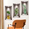 Sfondi 2 set di piante verdi Adesivi per pareti in vaso piante adesivi 3D Bonsai Decal Nursery Art Pvc adesivo