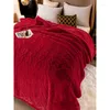 Couvertures imitation de mariage haut de gamme fourrure raschel double couverture rouge super douce super douce