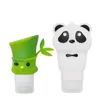 1 stcs 60/90 ml schattige vorm bamboe panda reis shampoo gel lotion opslag fles lekvrije siliconen cosmetische vulvervaardcontainer