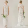Dresses Romantic See Through Lace Wedding Gowns Bohemian Wedding Dress Garden robe de mariee High Low Hem Bridal Dresses Capped Sleeve Qua
