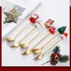 Ensembles de vaisselle Café cuillère mignonne et festive Design de haute qualité en acier inoxydable fourche le cadeau de Noël parfait pour les enfants du dessert élégant