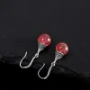 Boucles d'oreilles sans plus belles que photos en quartz de fraises naturelles pour femmes thaïlandais brincos réel 925 bijoux en argent