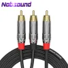 Förstärkare Nobsound Ofc 1Male till 2Male RCA -kabel för subwoofer / förstärkare guldplatterad