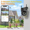 Caméras WiFi IP Camera 4k 8MP Outdoor Dual Lens Security Camera 4MP HD double écran ALARME HUMAINE AMALPACHE CAME PTZ PTZ SURVEILLANCE ICSEE