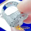 Iced Out 925 стерлинговый серебряный хип -хоп Moissanite Ring Men Custom Cross Ring Fashion Dewelry Dewelry