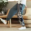 Herrenhosen Baumwolle und Leinen gedruckte Leggings Hose Chinese Retro Harem Lace Jogging Sport Fitness Hip-Hop