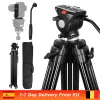 Monopods 190 cm Profesjonalna kamera wideo statyw Tripod Tripod Aluminium z płynem 360 stopni dla kamer Canon/Nikon/DSLR/Kamera