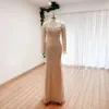 Elegante abito da sera Dubai Mermaid per donne 2024 Luxuria fuori dalla spalla Maniche lunghe per perle da ballo formale per feste di nozze 240320