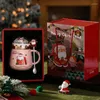 Tasses 500 ml en céramique de Noël du Père Noël Claus avec couvercle de grande capacité café pour cadeau