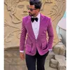 Abiti da uomo a due pezzi due pezzi pantaloni neri blazer rosa un set formale formale di nozze di celebrità a bavani.