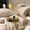 Natural Mulberry Silky Blending Däcke Cover Set med lakan High-end Satin Blending Silkesling Bedbling Set Luxury Queen Bedding Set 240415