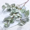 Dekorative Blumen künstliche Pflanze 3D -Druck Eukalyptus Blatt Geld Blume Home Hochzeit Dekoration Topf grün