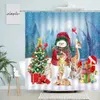 Shower Curtains Christmas Funny Snowman Xmas Trees Winter Cedar Birds Nature Landscape Year Bathroom Decor Bath Curtain Set