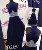 Dresses ALine Royal Blue Velvet Girl Pageant Dresses for Wedding Party Pageant Dresses Crystal Beaded Communion Prom Gowns Open Back Cust