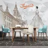 Wallpapers Milofi Fashion Wedding European City Hand Painted Background Wall Painting Wallpaper