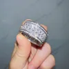 Mode sieraden Hip Hop Mens Cuban Ring Iced Out 925 Sterling Silver 3Rows VVS Princess Cut 10K/14K Moissanite Ring