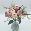 Decoratieve bloemen bruiloft bruid zijden pieter boeket kunstmatige groene planten café decoratie simulatie thee roze bloemen nep witte bloem