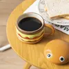 Canecas Creative Creative Hamburger Caneca de café com tampa de água de cerâmica Copo fofo e interessante para o café da manhã do café da manhã