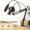 Microphones Metal Profession Condenser Microphone Studio for PC Computer Streaming Recording Microphone Sound Card Phantom Power Mic Gaming