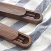 Flatware Sets High-grade Black Brown Walnut Solid Wood Chopsticks Set With Box Case Wooden Portable Outdoor Travel Minimalist Elegant Gift