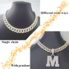 Customized 15Mm Sterling Sier Ice Out Diamond Necklace Miami Moissanite Cuban Link Chain