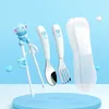 Dinnerware Sets ABS Stainless Steel Chopsticks Spoons Forks Set Eating Helper Tableware Training Cartoon Animal Beginner Chopstick