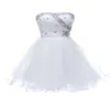 New Charming ALine Strapless KneeLength Beaded laceup Organza Bridesmaid Dress Evening Cocktail Dress1978600