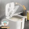 Storage Bottles Rice Dispenser Moisture-proof Bucket With Transparent Scales Measuring Cup Efficient Grain Container Soybean