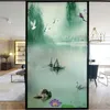 Fönsterklistermärken integritet anpassad kinesisk stil badrum sovrum balkong frostad dekorativ glasfilm