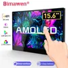 Bimawen 15.6 인치 OLED 4K 터치 휴대용 모니터 1MS 게임 모니터 터치 스크린이 내장 스탠드 스피커 60Hz 550nits 용 PS5 240327