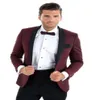 Slimt fit Burgundy Men Suit 2018 Fashion One Button Mens Suit Groom Tuxedos Groomsmen Man Wedding Wedding Suit Suit da sposa Jac6774724