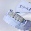 Ustawienie grzebienia miodu biały złoto chodzony losem vvs diamond moissanite niestandardowy diamentowy grillz