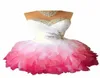 2020 Pink Orgricza Mini Prom Homecoming Dress مع كريستال مطرز قبالة الدانتيل الكتف Up Groughy Cocktail Party Grow3062040