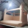 Partihandel White Bouncy Castle Giant 15x15ft Full PVC Uppblåsbara bröllop Bounce Castles Jumping Bed Jumper Black Bouncer House för skojs skull inuti utomhus