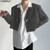 Ternos masculinos incerun homens blazer colorida sólida lapela de manga longa Um botão de um botão 2024 streetwear moda coreana casual casual fino s-5xl