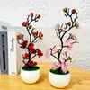 Dekorativa blommor Bonsai Simulation Artificial Pot Plant Home Office Plum Blossom Decor Hållbar