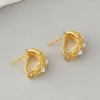 Backs Earrings S925 Sterling Silver Charms Clips For Women Fashion Wire Drawing Zircon White Sea Shell Ear-studs