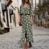 Jurken trouwfeest bruidsmeisje spleet stromend shirt lange jurk polka dot print mouw maxi met knopvestidos limitos 240325