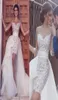 Robes de mariée courtes appliques transpliques sexy avec un train en tulle détachable Illusion à manches longues robes de mariage Bridal8886927