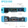 Zeigen Sie neuer IP -Kameratester IPC5100 Plus 5inch IPS -Touchscreme 8MP IP CVI TVI AHD Analog 5 in 1 VGA AMP 4K HD Eingang HD CCTV -Tester