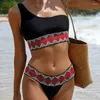 Swimwear Women Sexy Femmes Bikini One épaule Push Up Bikinis Set Geometric Betwing Bathing Fssuel Bathing Patchwork Beach Wear Swimsuit